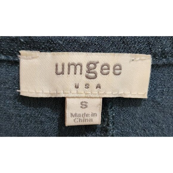 Umgee Women's Long Crepe Tunic Top Roll Tab 3/4 Sleeve Airy Solid Blue Sz Small - Picture 7 of 10